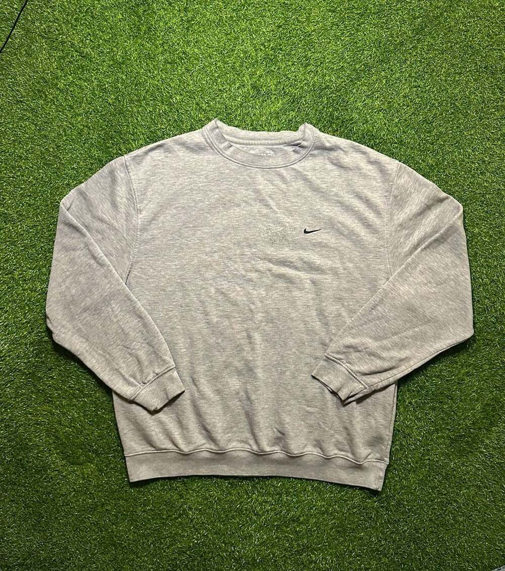 Y2K 2000s Nike Swoosh Crewneck Sweatshirt XL Gray